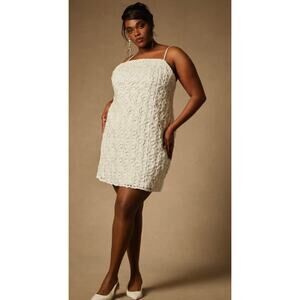 Bridal by ELOQUIl Ivory Textural Shift Dress Sz 22 3XL Wedding Shower Formal